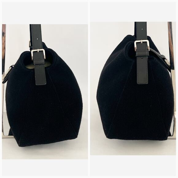 BURBERRY Blue Label Shoulder Satchel Bag Black Canvas Fabric - Picture 11 of 15